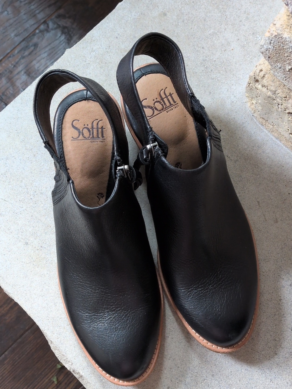 SOFFT I Arabia Black Leather Slingback Ankle Booties with Side Zipper, 9 Medium - Picture 6 of 16